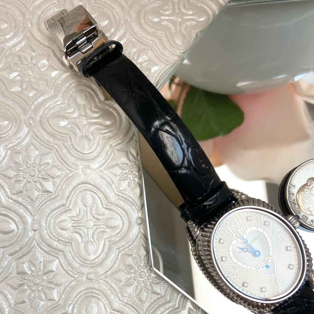 Judith Ripka Sterling Silver Heart Motif MOP Dial Ladies Dress Watch - Picture 13 of 16